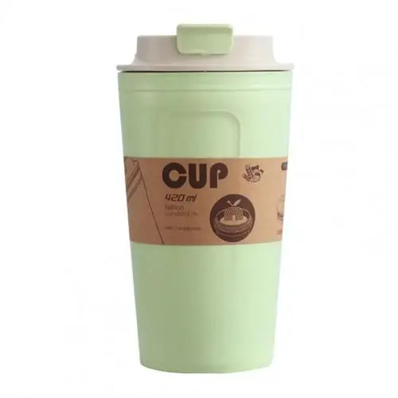 Coffee Cup BPA Free Portable Bamboo Fiber Sustainable Travel Tumbler Mug Sealed Cup with Hand Cup Creative Student Water Bottles