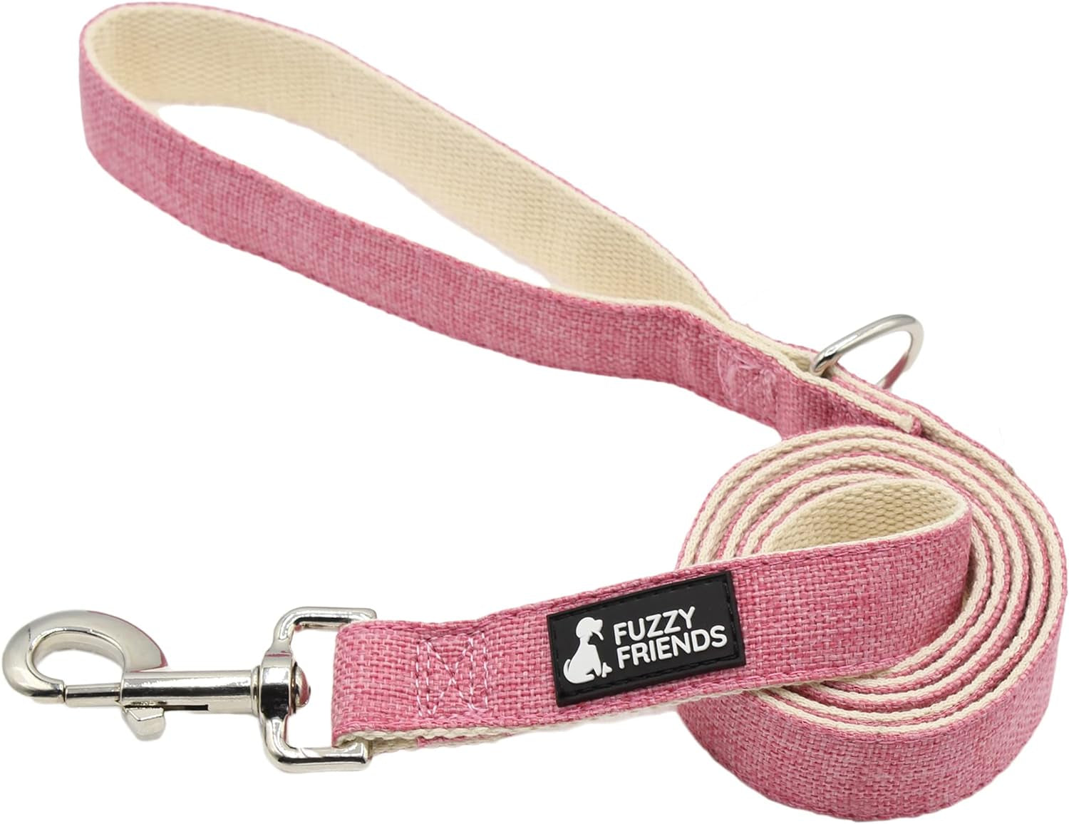 Rose Hemp Dog Leash. Chemical Free and Environmental Friendly, Great for Sensitive Skin or Allergies. Made of Sustainable Hemp with No Harsh Dyes or Chemicals