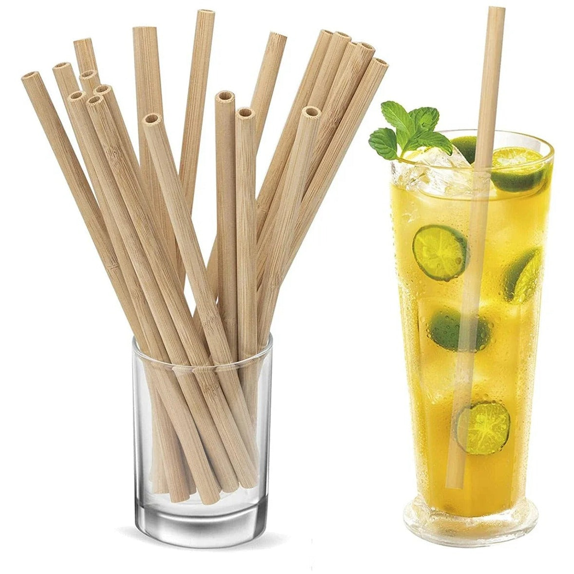 10Pcs Reusable Bamboo Straw Natural Bamboo Drinking Straws Sustainable Biodegradable Eco-Friendly Straws for Cocktail Milkshake