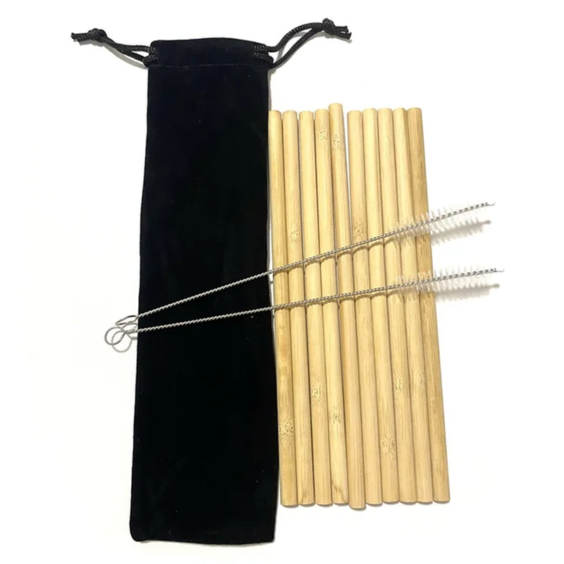 10Pcs Reusable Bamboo Straw Natural Bamboo Drinking Straws Sustainable Biodegradable Eco-Friendly Straws for Cocktail Milkshake