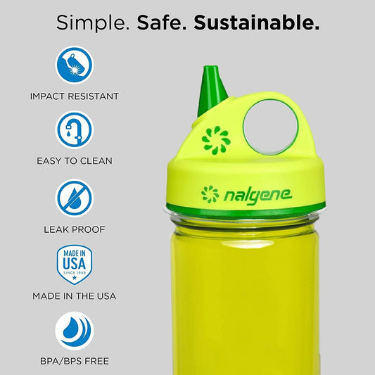 Kids Grip-N-Gulp Water Bottles, Leak Proof Sippy Cup, Durable, BPA and BPS Free, Dishwasher Safe, Reusable and Sustainable, 12 Ounces