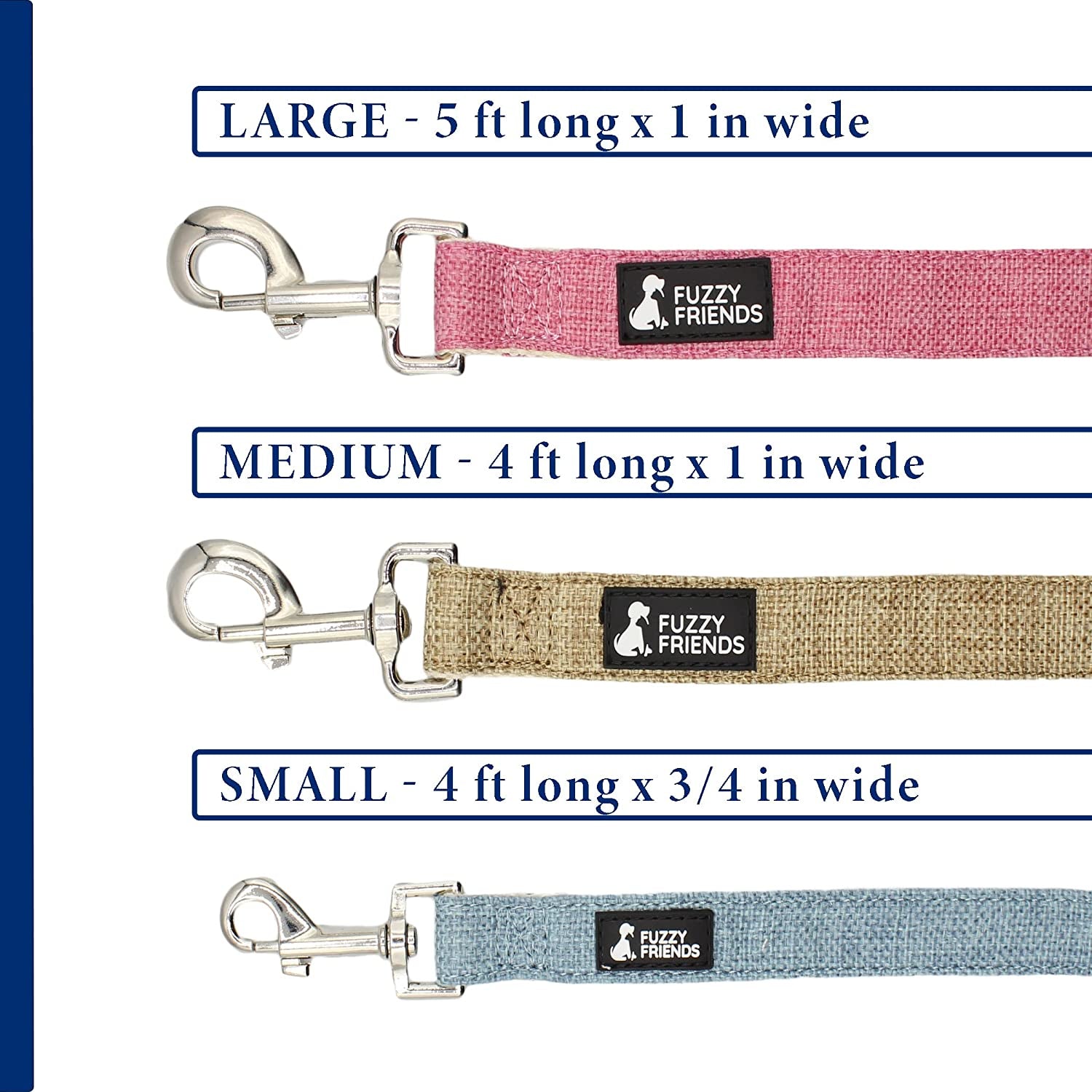 Rose Hemp Dog Leash. Chemical Free and Environmental Friendly, Great for Sensitive Skin or Allergies. Made of Sustainable Hemp with No Harsh Dyes or Chemicals